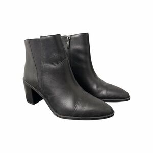 Franco Sarto Size 6.5 Leather Booties Ankle Boots Side Zipper Bette2 Black Used